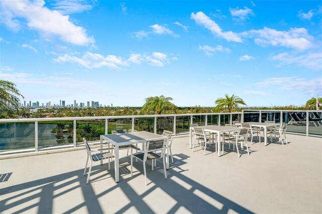 2001 Meridian Ave Unit 516, Miami Beach, FL 33139 - view of patio with outdoor dining area and a skyline view