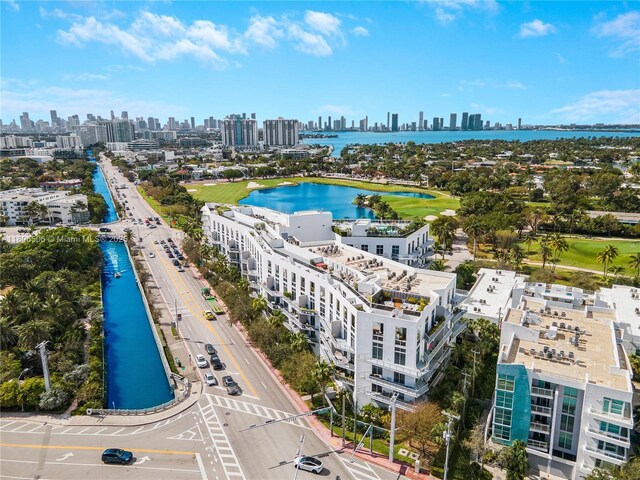 2001 Meridian Ave Unit 516, Miami Beach, FL 33139 - drone / aerial view of city skyline and a large body of water