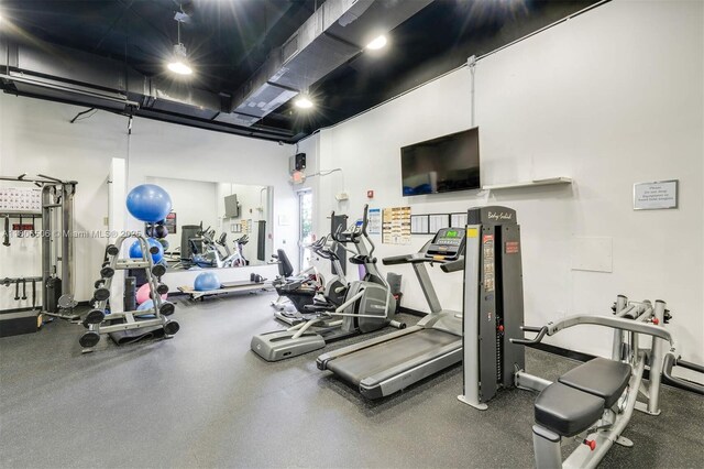 2001 Meridian Ave Unit 516, Miami Beach, FL 33139 - exercise room featuring a high ceiling
