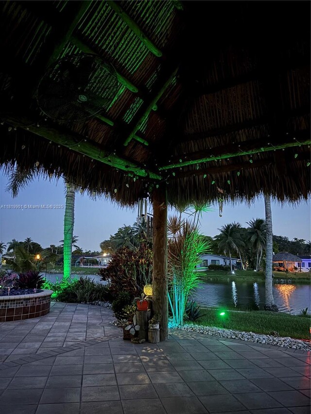 11520 NW 23rd St, Pembroke Pines, FL 33026 - view of patio / terrace with a water view and a gazebo