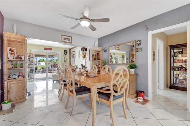 11520 NW 23rd St, Pembroke Pines, FL 33026 - dining space with light tile patterned floors and a ceiling fan
