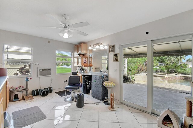 11520 NW 23rd St, Pembroke Pines, FL 33026 - interior space with an AC wall unit, ceiling fan, and vanity