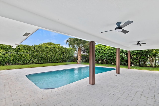 1365 SW 14th St, Boca Raton, FL 33486 - view of swimming pool with ceiling fan and a patio