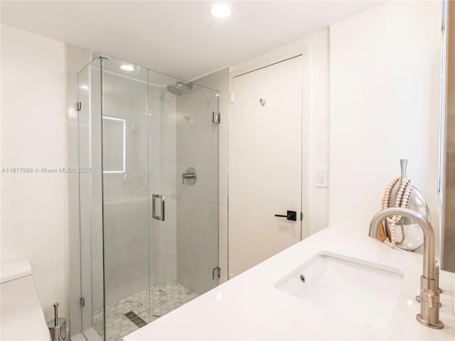 5701 Collins Ave Unit 307, Miami Beach, FL 33140 - full bathroom featuring a shower stall and recessed lighting