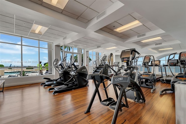 848 Brickell Key Dr Unit 1803, Miami, FL 33131 - gym with hardwood / wood-style flooring