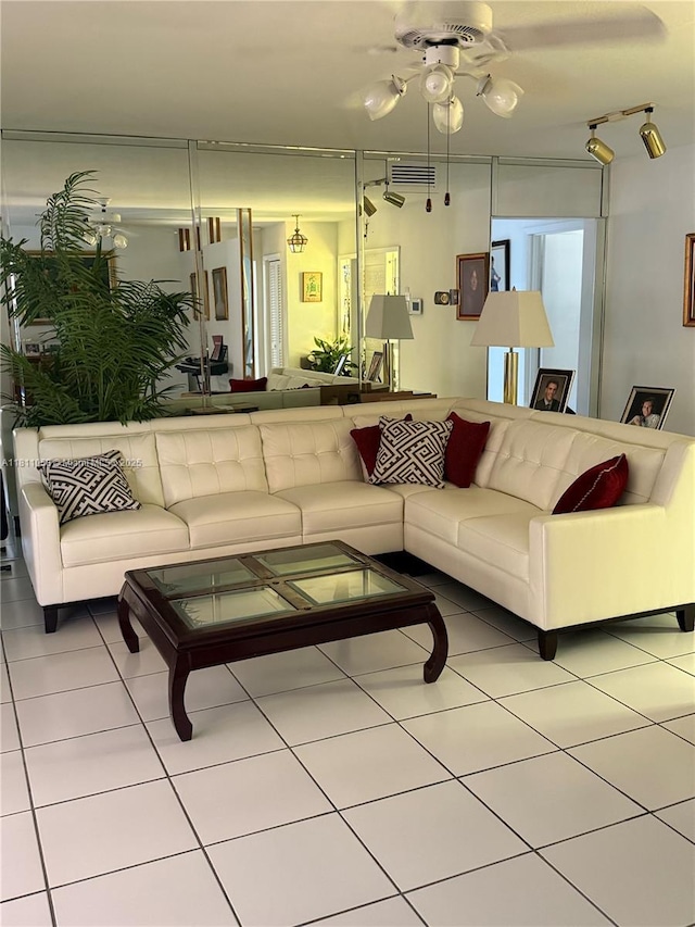 8701 SW 80th St, Miami, FL 33173 - living area featuring tile patterned floors and a ceiling fan