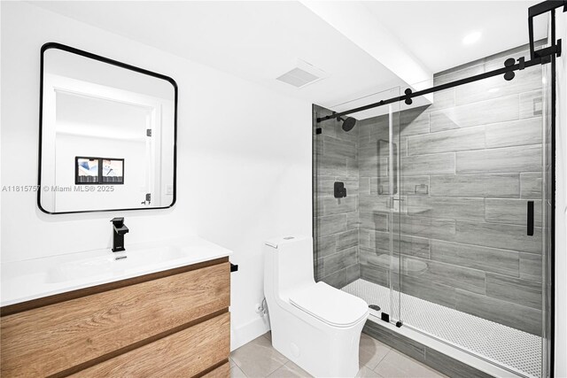 1805 SW 4th St, Miami, FL 33135 - full bathroom with vanity, a shower stall, and tile patterned floors