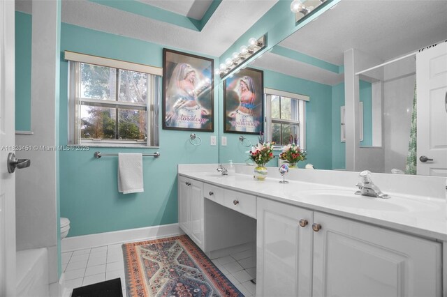 1762 E Trafalgar Cir, Hollywood, FL 33020 - bathroom with double vanity, tile patterned floors, and a shower