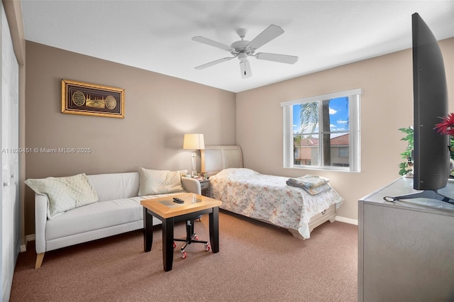 1762 E Trafalgar Cir, Hollywood, FL 33020 - carpeted bedroom featuring baseboards and ceiling fan