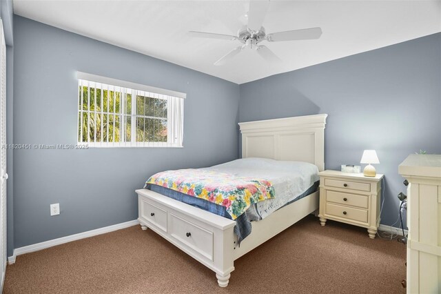 1762 E Trafalgar Cir, Hollywood, FL 33020 - bedroom with dark colored carpet and a ceiling fan