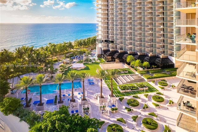 9705 Collins Ave Unit 1101N, Bal Harbour, FL 33154 - drone / aerial view of a large body of water and apartment complex / building