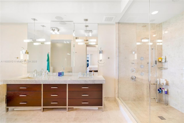 9705 Collins Ave Unit 1101N, Bal Harbour, FL 33154 - ensuite bathroom featuring double vanity and a shower stall