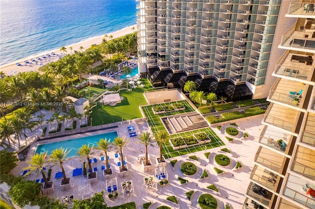 9705 Collins Ave Unit 1101N, Bal Harbour, FL 33154 - aerial view of a pool and expansive beach