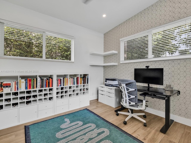 1130 NE 91st Ter, Miami Shores, FL 33138 - office area featuring wood finished floors, plenty of natural light, and recessed lighting