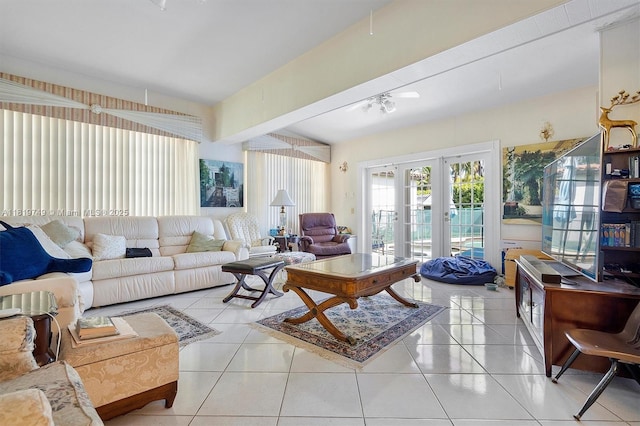 96 Bal Cross Dr, Bal Harbour, FL 33154 - living area featuring french doors and light tile patterned floors