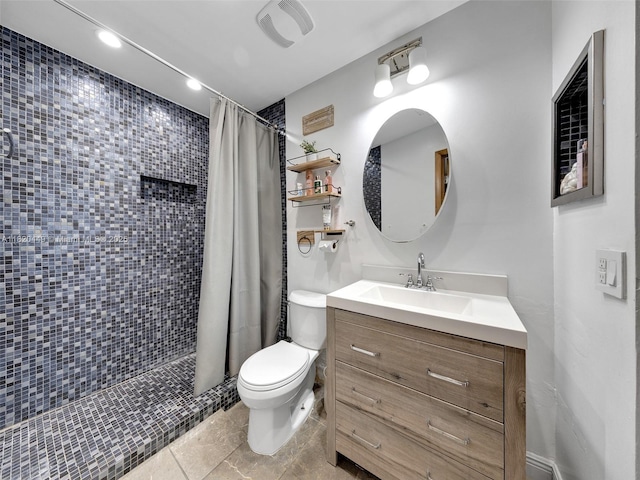 9933 NW 49th Ter, Doral, FL 33178 - bathroom with tiled shower, vanity, and recessed lighting