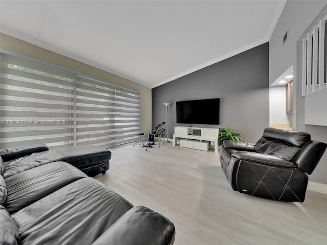 9933 NW 49th Ter, Doral, FL 33178 - living area with lofted ceiling, crown molding, and wood finished floors