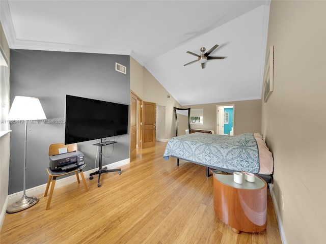9933 NW 49th Ter, Doral, FL 33178 - bedroom featuring light wood finished floors, vaulted ceiling, and crown molding