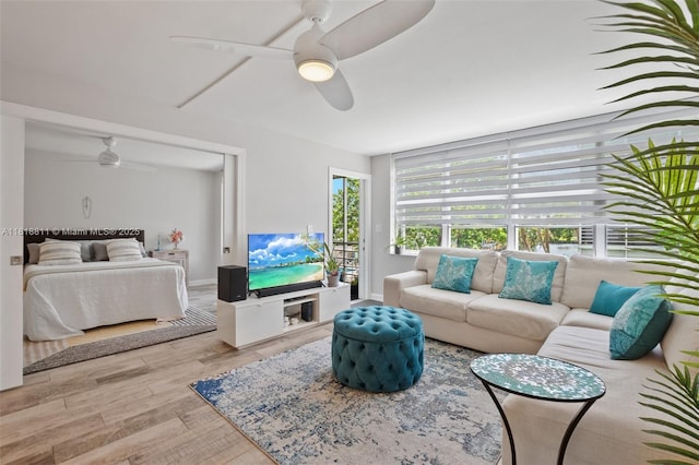 2781 Taft St Unit 308, Hollywood, FL 33020 - living area with ceiling fan and wood finished floors
