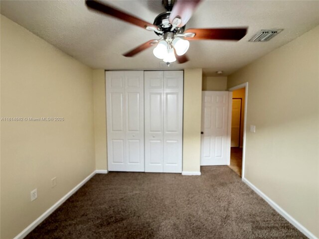 15875 SW 52nd St, Miramar, FL 33027 - unfurnished bedroom with carpet, a closet, a ceiling fan, and a textured ceiling