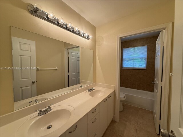 15875 SW 52nd St, Miramar, FL 33027 - full bath with double vanity, tile patterned flooring, and  shower combination