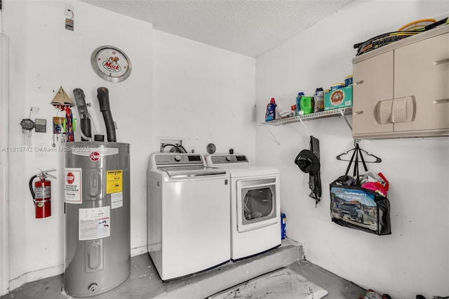 12006 SW 2nd St, Pembroke Pines, FL 33025 - laundry room with water heater, separate washer and dryer, and a textured ceiling