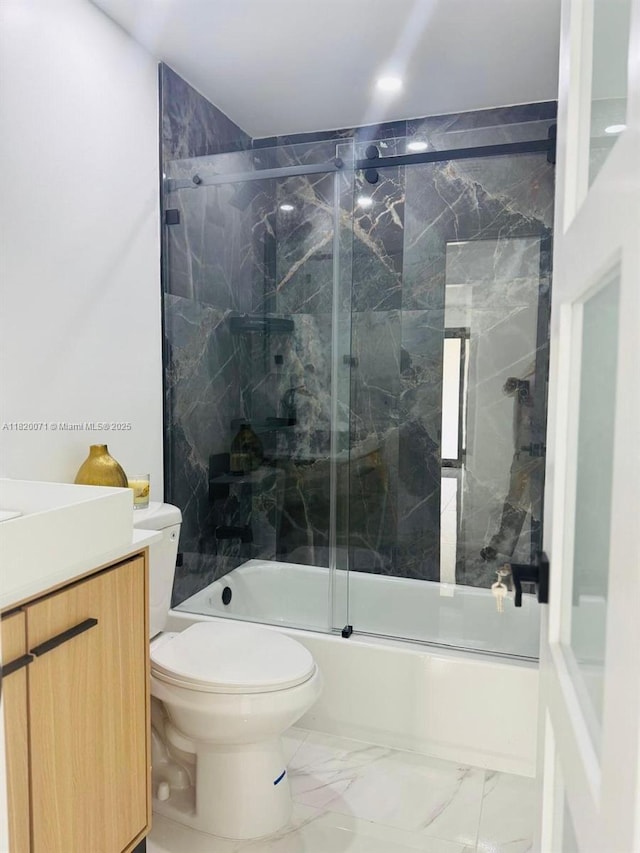 543 E 61st St, Hialeah, FL 33013 - full bathroom featuring bath / shower combo with glass door, marble finish floors, and vanity