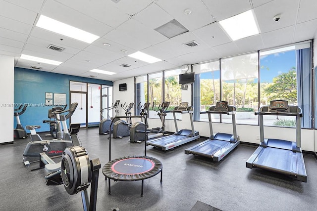 100 Bayview Dr Unit 1223, Sunny Isles Beach, FL 33160 - gym featuring a paneled ceiling
