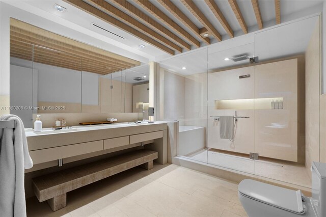 102 24th St Unit Ph-1706, Miami Beach, FL 33139 - full bath featuring double vanity, a shower stall, and tile patterned floors