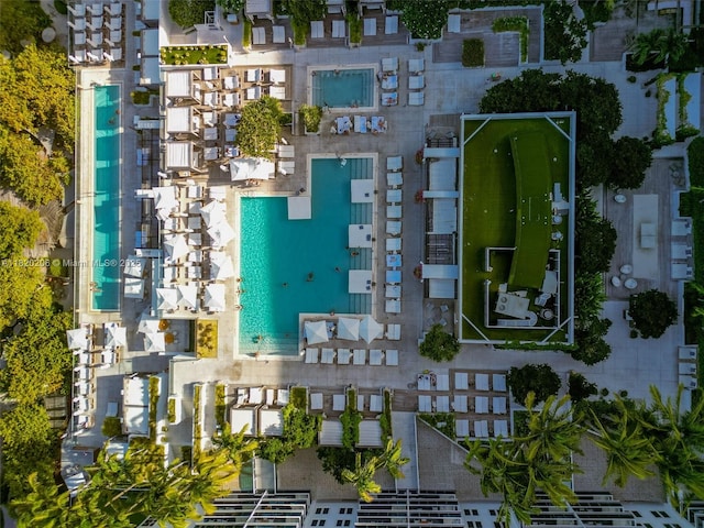102 24th St Unit Ph-1706, Miami Beach, FL 33139 - aerial view of property's location with a pool area and property boundaries highlighted