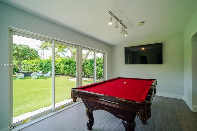 8390 SW 64th St, Miami, FL 33143 - recreation room with wood finished floors, billiards, and track lighting