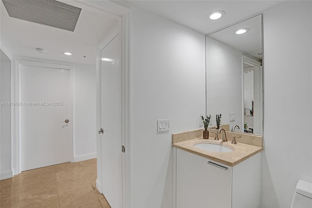 14951 Royal Oaks Ln Unit 803, North Miami, FL 33181 - bathroom featuring vanity, recessed lighting, and tile patterned flooring
