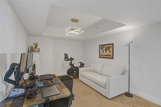 14951 Royal Oaks Ln Unit 803, North Miami, FL 33181 - home office featuring a raised ceiling and baseboards