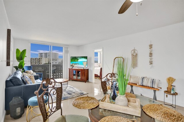 7118 Bonita Dr Unit 405, Miami Beach, FL 33141 - living area with ceiling fan