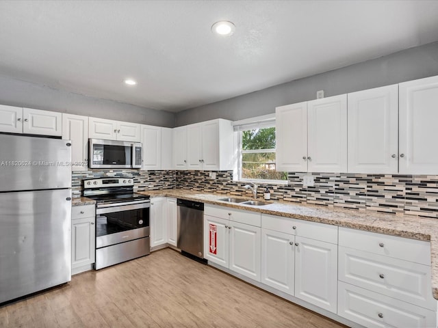 1805 N 23rd Ave, Hollywood, FL 33020 - kitchen with stainless steel appliances, backsplash, white cabinets, and recessed lighting