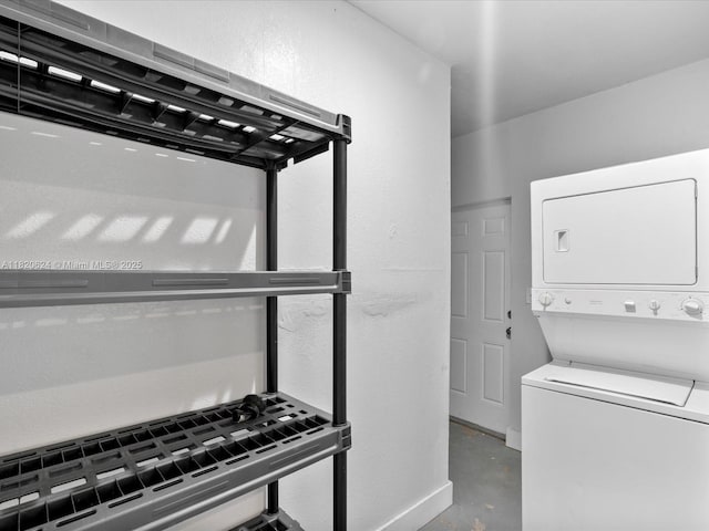 1805 N 23rd Ave, Hollywood, FL 33020 - washroom with stacked washing machine and dryer