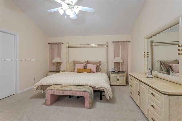 16176 NW 14th Ct, Pembroke Pines, FL 33028 - bedroom with lofted ceiling, light colored carpet, and ceiling fan