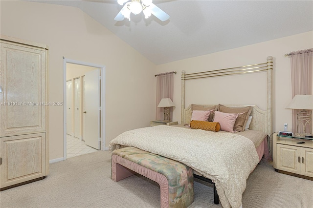 16176 NW 14th Ct, Pembroke Pines, FL 33028 - bedroom with light colored carpet, lofted ceiling, and ceiling fan