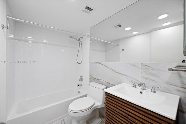 1440 Brickell Bay Unit 307, Miami, FL 33131 - bathroom with bathtub / shower combination, vanity, and recessed lighting