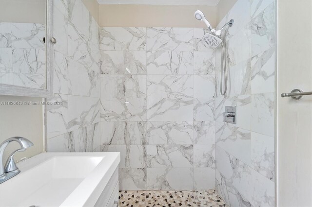 602 El Prado, West Palm Beach, FL 33405 - bathroom with a tile shower and vanity