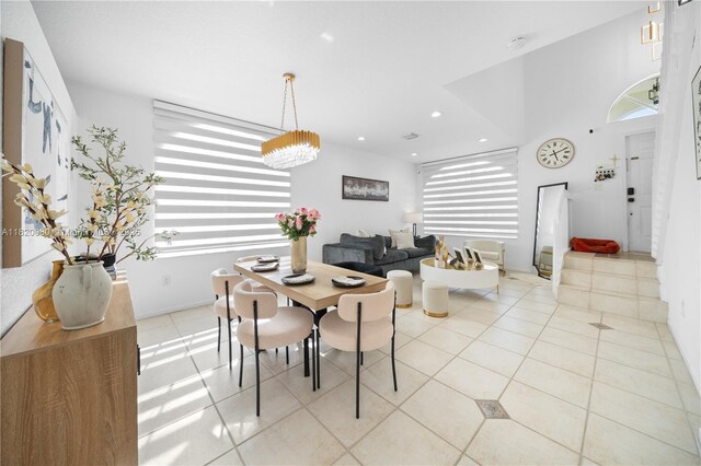 15872 NW 21st St, Pembroke Pines, FL 33028 - dining space featuring light tile patterned floors and recessed lighting