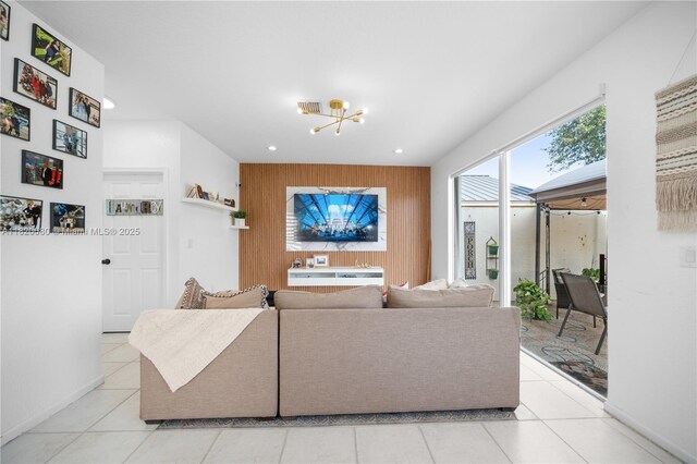 15872 NW 21st St, Pembroke Pines, FL 33028 - living room with a chandelier, recessed lighting, and light tile patterned floors