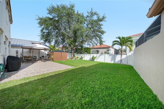 15872 NW 21st St, Pembroke Pines, FL 33028 - fenced backyard featuring a gazebo, a patio area, and a shed