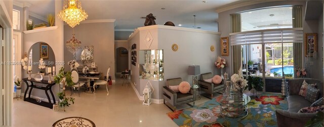 1496 NW 127th Way, Coral Springs, FL 33071 - lobby with ornamental molding and a towering ceiling