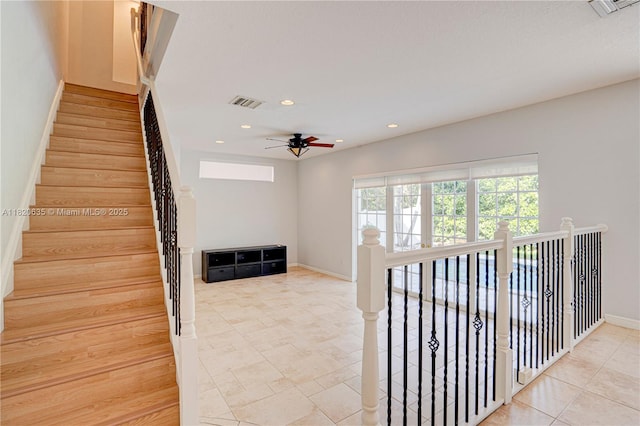 4801 SW 158th Ave, Miramar, FL 33027 - staircase with recessed lighting, ceiling fan, and tile patterned floors