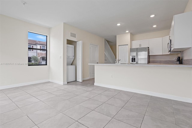 3411 W 112th Ter, Hialeah, FL 33018 - kitchen featuring appliances with stainless steel finishes, a peninsula, white cabinetry, recessed lighting, and light countertops
