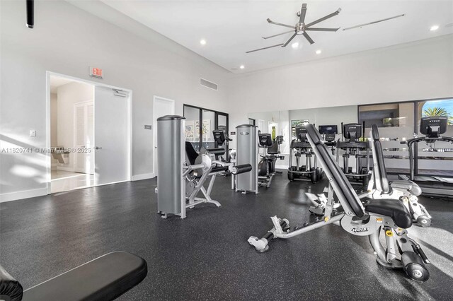3411 W 112th Ter, Hialeah, FL 33018 - gym with recessed lighting and a high ceiling