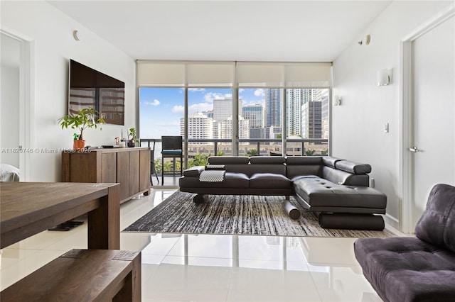 495 Brickell Ave Unit 905, Miami, FL 33131 - living area featuring a wall of windows, tile patterned flooring, and plenty of natural light