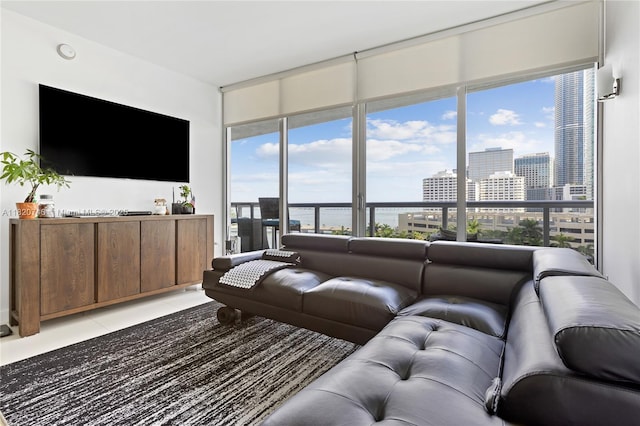 495 Brickell Ave Unit 905, Miami, FL 33131 - living area featuring a view of city and light tile patterned floors