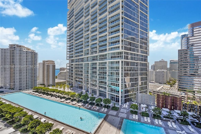 495 Brickell Ave Unit 905, Miami, FL 33131 - community pool with a city view and a patio